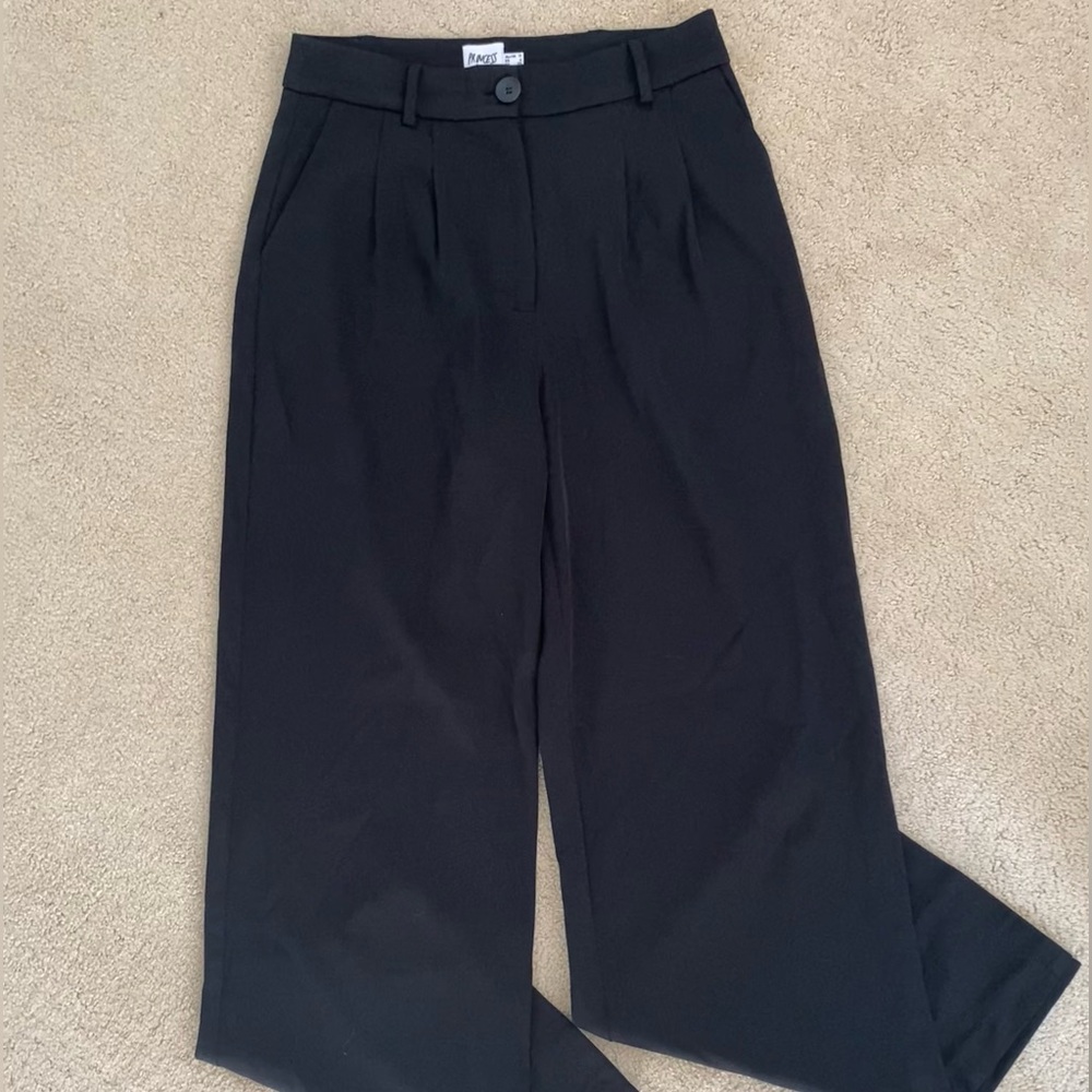 Princess Polly Archer High Waisted Wide Leg Black Trousers